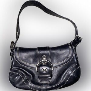 Coach Leather Buckle Flap Shoulder Purse